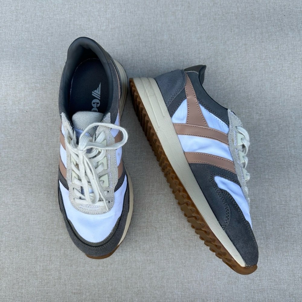 Gola Gray, White, and Dusty Pink Sneakers